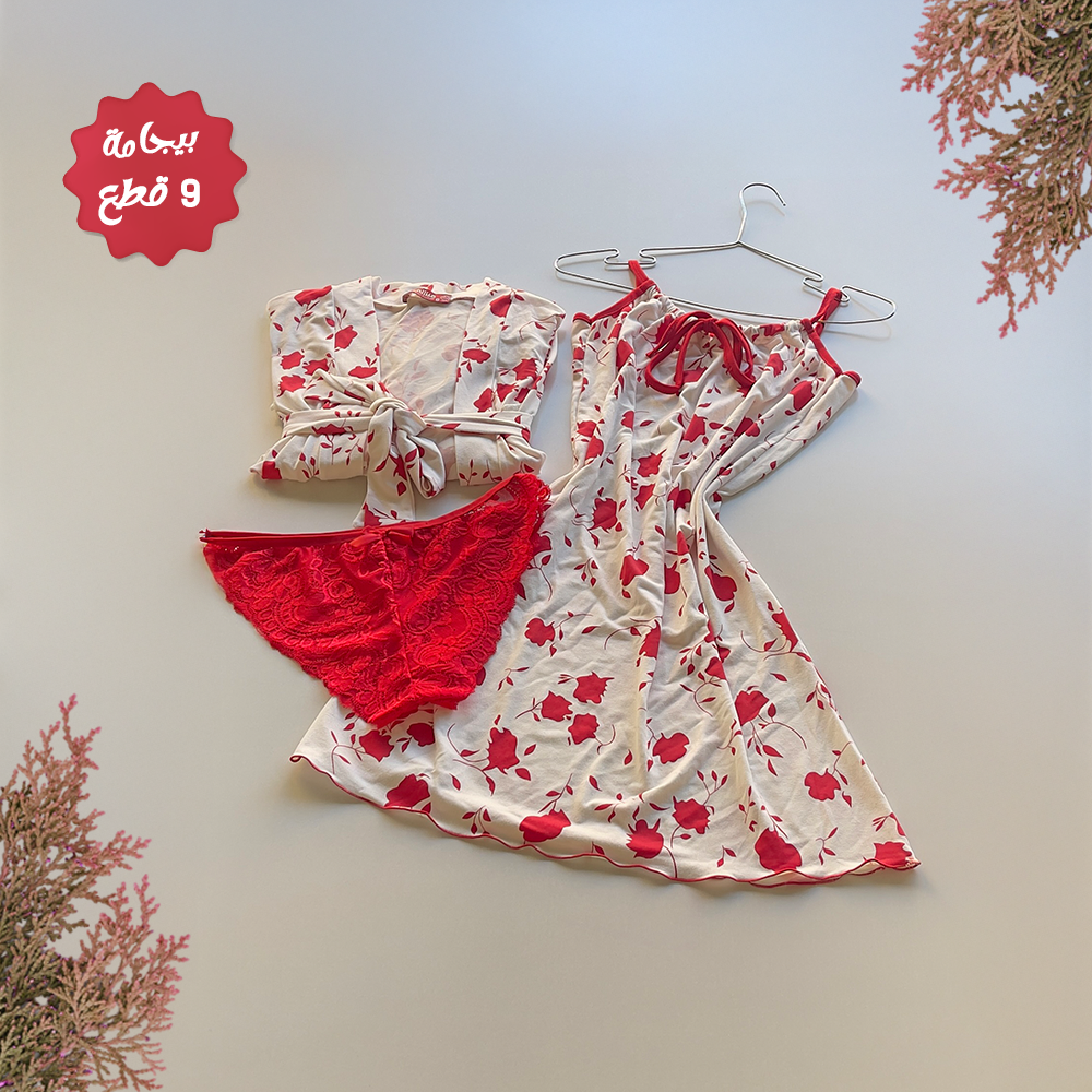 • بيجامة ورد احمر 2 - الصورة 2