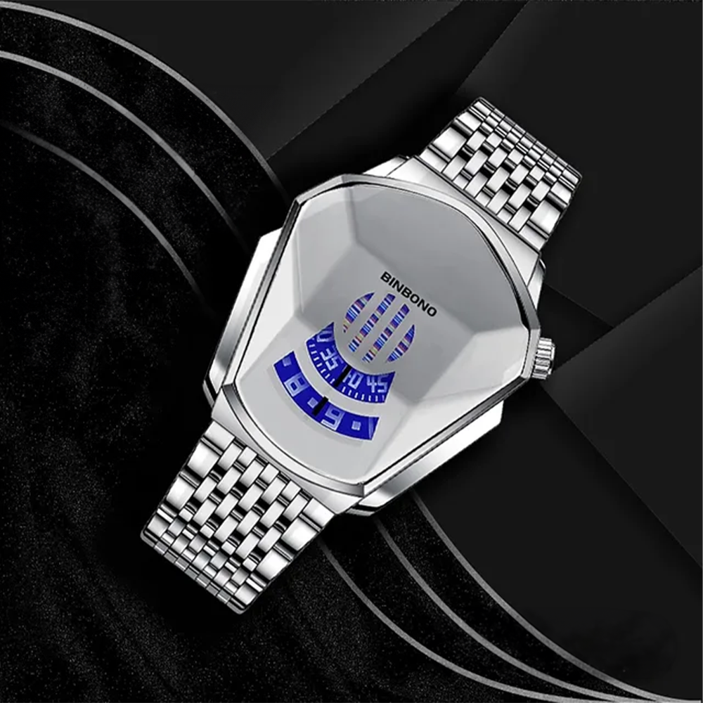 ساعة رجالي بسوار معدن فضي - الصورة 5