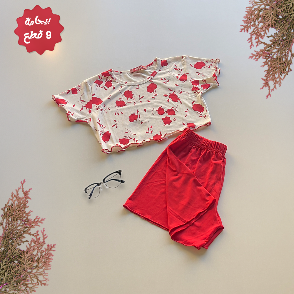 • بيجامة ورد احمر 2 - الصورة 3